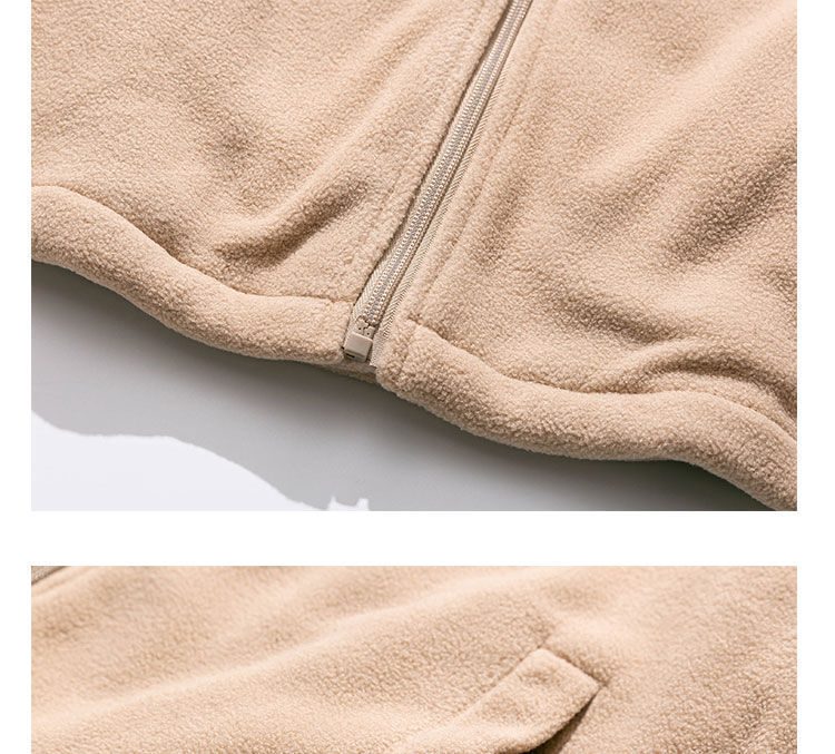 日系羊羔毛外套抓绒卫衣男款秋冬情侣立领摇粒绒学生外穿休闲夹克详情27