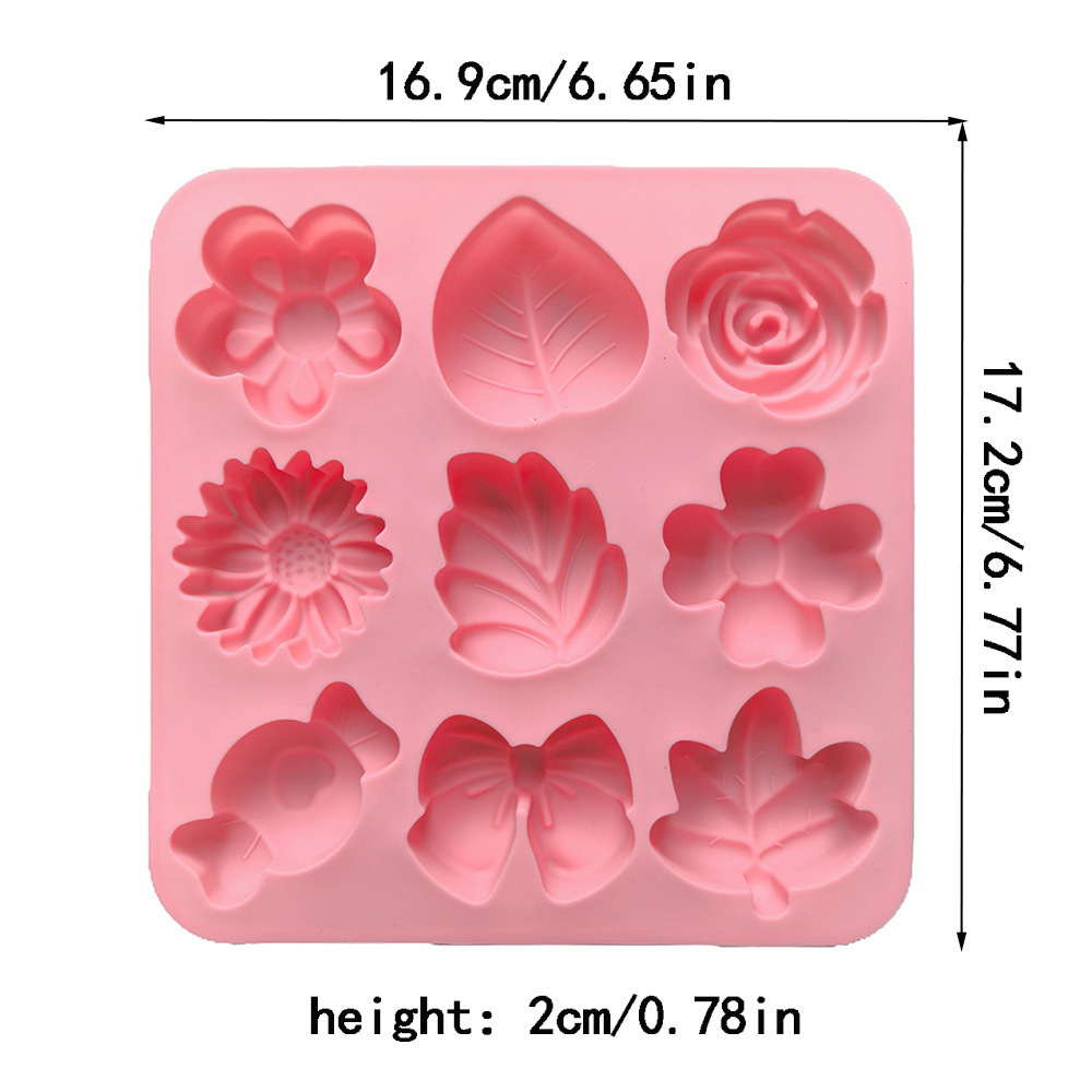 9 líneas de diferentes flores y hierbas forma de silicona de grado alimenticio molde de chocolate caramelo gelatina molde de polvo fresco molde de jabón artesanal DIY pic 3