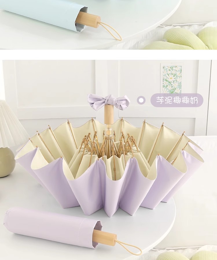 16-bone retro color rubber sun umbrella, all-purpose umbrella for female ins students, wind-resistant, sun-proof and UV-protective sunshade pic 50