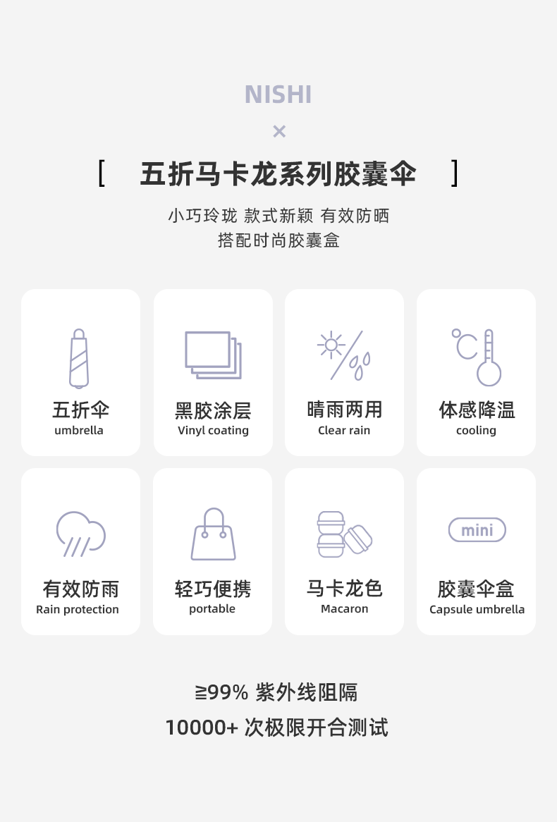 马卡龙口袋雨伞女折叠伞高级感防紫外线太阳伞晴雨两用遮阳胶囊伞详情7