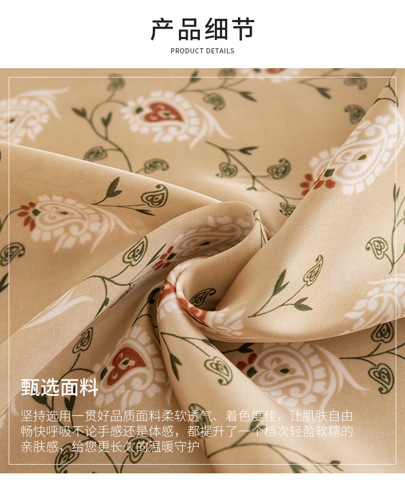 A pastoral floral small square scarf, a fresh and elegant spring professional dress, a natural and sweet printed silk-like scarf pic 5