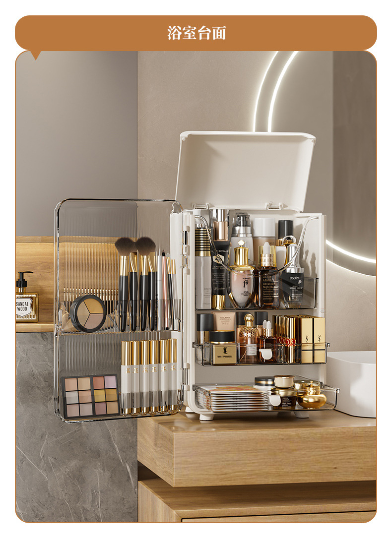 Caja de almacenamiento de productos de cuidado de la piel de lujo de gran capacidad caja de almacenamiento de sobremesa caja de lápiz labial caja de almacenamiento tocador caja de almacenamiento cosmético a prueba de polvo pic 10