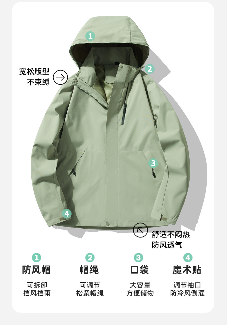 windproof waterproof casual detachable hooded outdoor suit pic 8