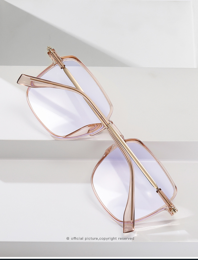 老花眼镜中老年人眼镜时尚优雅女神香槟金素颜大框老花镜2055批发详情3