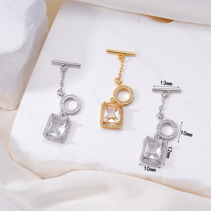 Pearl necklace clasp, 18k gold inlaid with zirconium irregular OT clasp, diy bracelet necklace ending chain clasp accessory pic 11