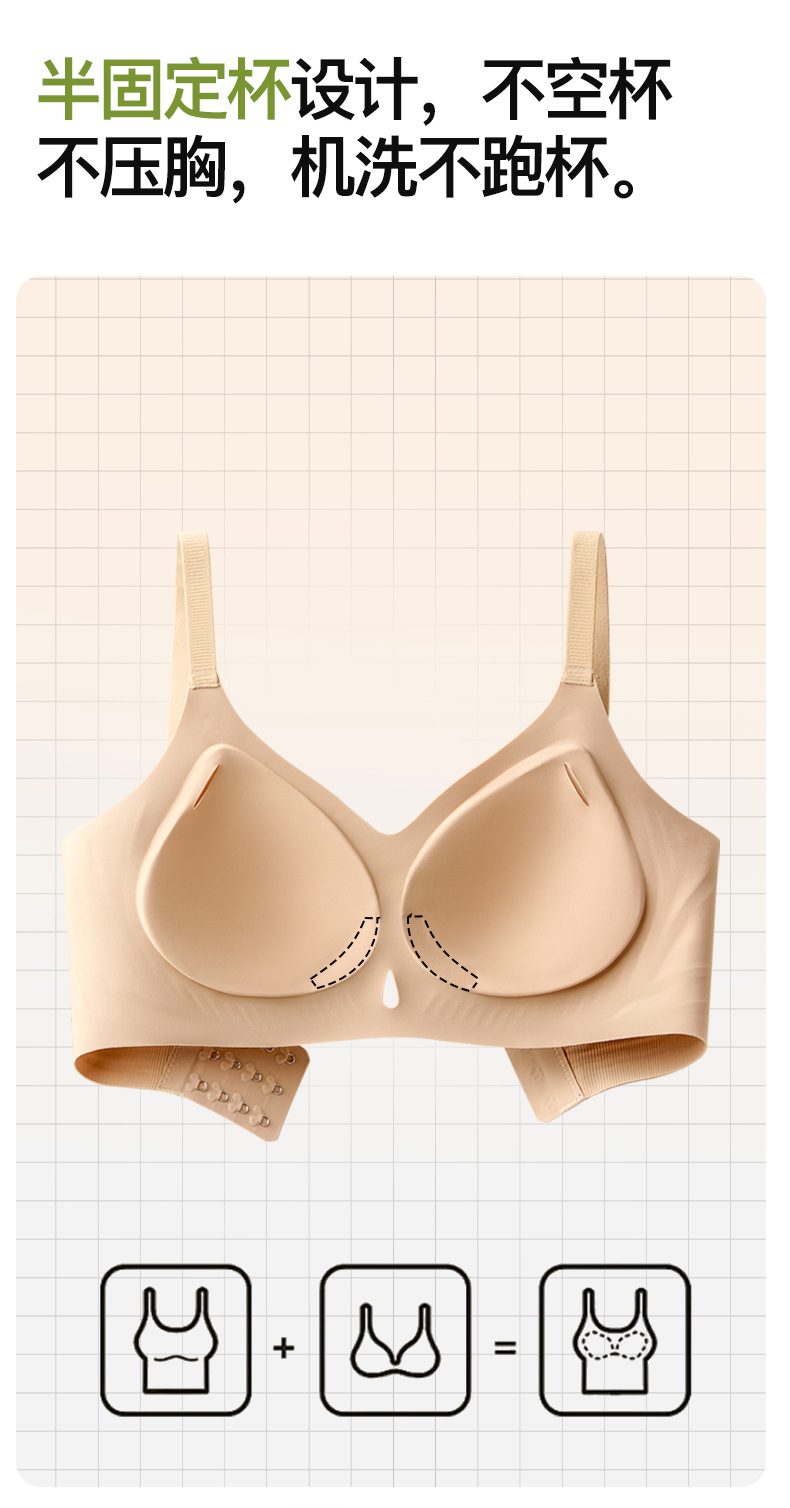 Yixingyao jelly strip lifting soft support underwear small chest upper support gathers seamlessly to tuck in the secondary breasts semi-fixed cup bra pic 15