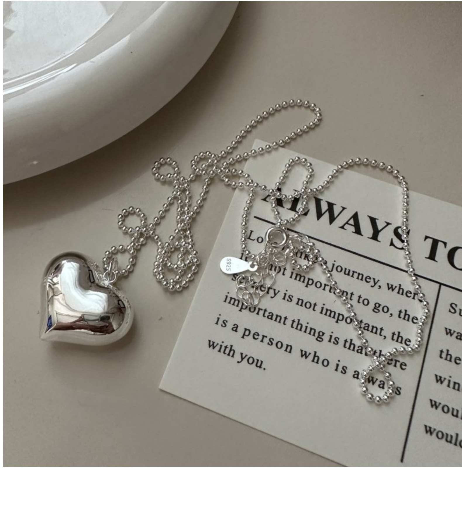 S925纯银韩版爱心空心款项链INS风韩国风简约时尚复古款项链批发详情11