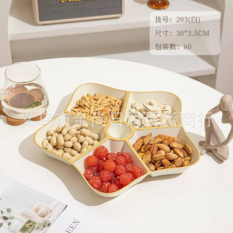Plastic five-pointed star with gilding and non-gilding transparent and milky white fruit platters, dry fruit platters for home living rooms pic 2