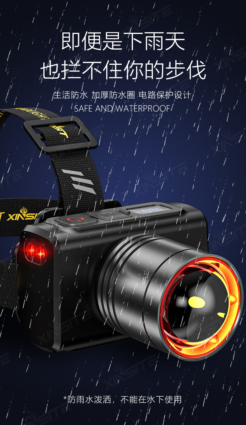 led headlamp, outdoor strong light, long battery life, lithium battery, outdoor charging, fishing special head-mounted miner's lamp flashlight pic 11