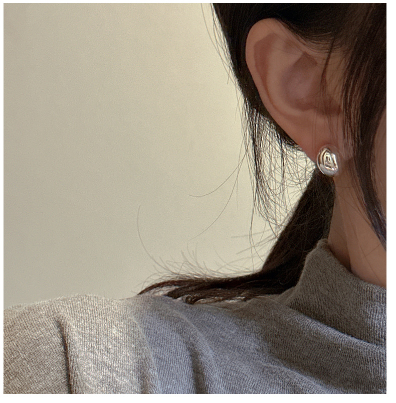 S925 sterling silver Korean version niche design style Bean earrings, Korean simple and fashionable commuter earrings wholesale pic 8