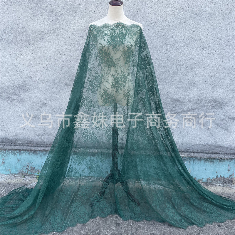 外贸爆款非洲黑人Chantillylace幅宽1.5m*3m厂家现货眼睫毛花详情12