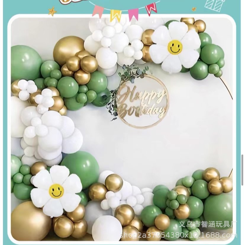 Creative design of green theme balloon set scene arrangement for birthday party balloon chain set scene arrangement pic 12