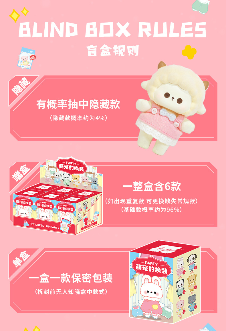 萌宠换装摆件盲盒创意饰品可爱公仔DIY换装七夕送女友生日小礼物详情5