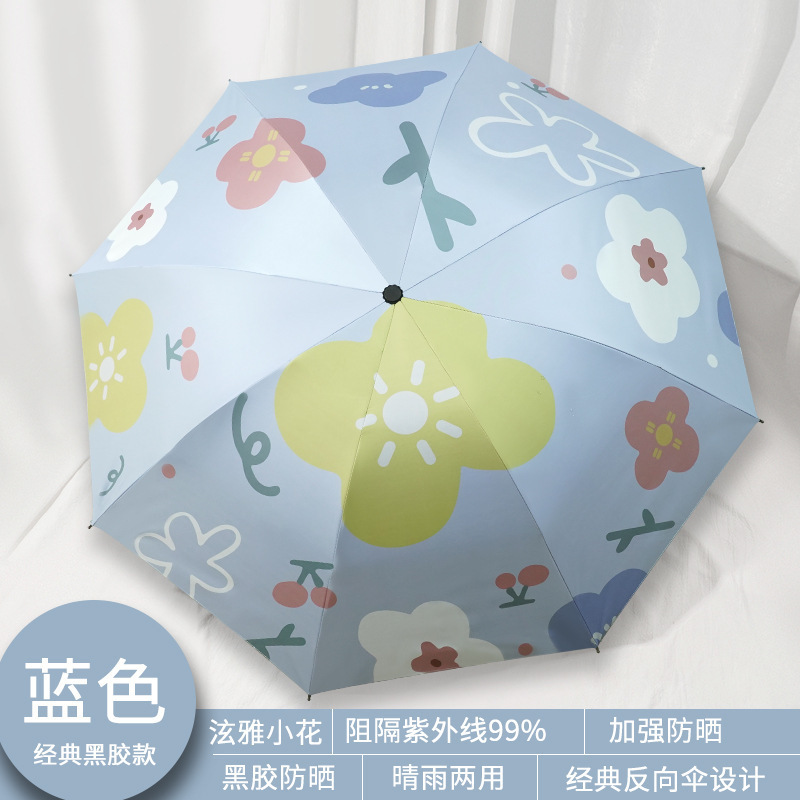 伞批发雨伞防晒遮阳伞黑胶三折反向女生太阳伞晴雨两用自动伞工厂详情67