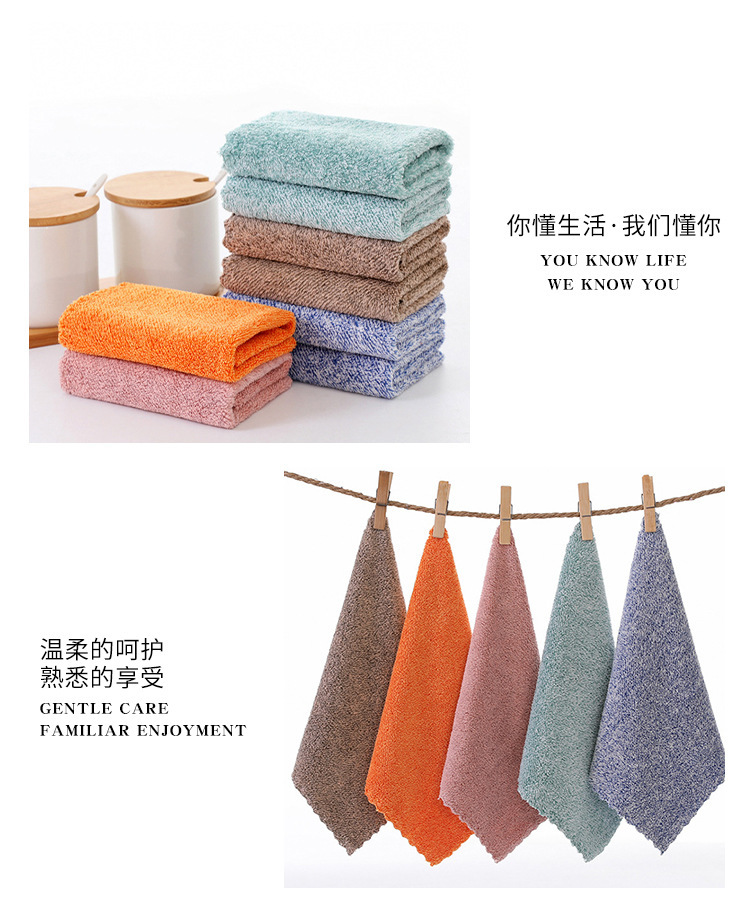 【 Chi Jia 】 Full Sky Star Coral Fleece square Towel, soft absorbent hand towel, Kitchen cloth, hanging small towel, plain color pic 10