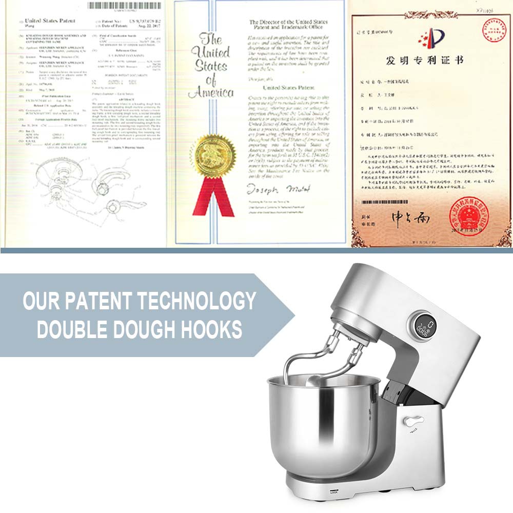 Cross-border exclusive 12-liter large-capacity metal casting household mixer and dough mixer StandMixer 2000W pic 9