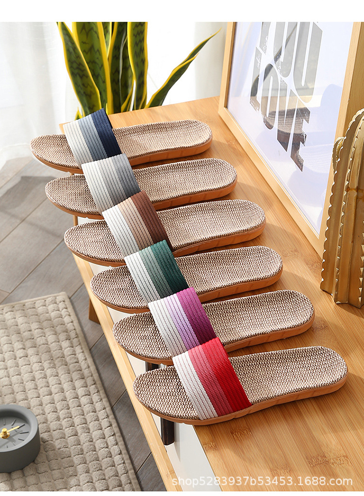 Four-season linen slippers for men, breathable and anti-slip in summer, for indoor home use. Cotton and linen cooling slippers for women, spring and autumn pic 16