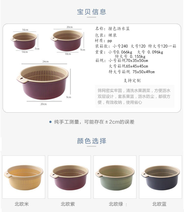 天鹅沥水篮洗菜盆塑料沥水篮厨房用具跨境用品详情2