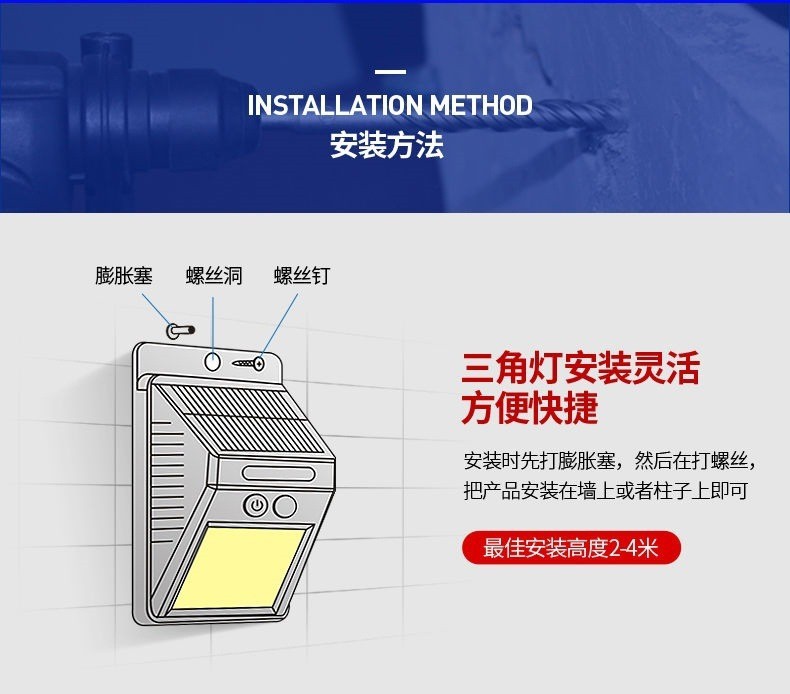 太阳能室外壁灯人体感应三模式钨丝壁灯花园别墅防水小夜灯照明详情10