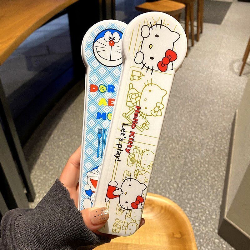 【包邮】餐具不锈钢筷子勺子叉子学生套装收纳盒便携三件套可爱in详情7