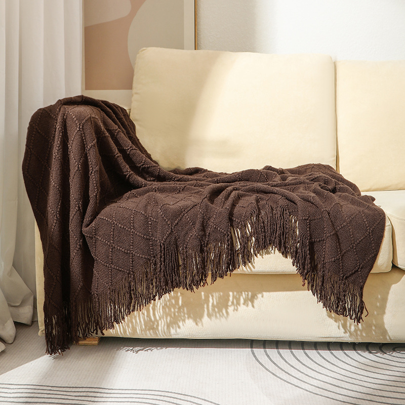Knitted blanket, sofa blanket, cover blanket, fringed thin blanket, office air conditioning blanket, bay window blanket, summer nap blanket, small blanket pic 52