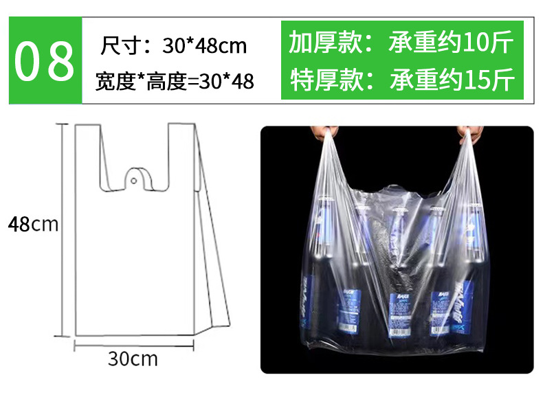 白色塑料袋加厚食品级打包袋超市透明购物袋水果袋外卖手提袋批发详情20