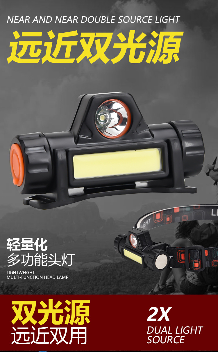 New cross-border multi-functional magnetic working LED headlamp, USB charging COB outdoor strong light portable headlamp pic 1