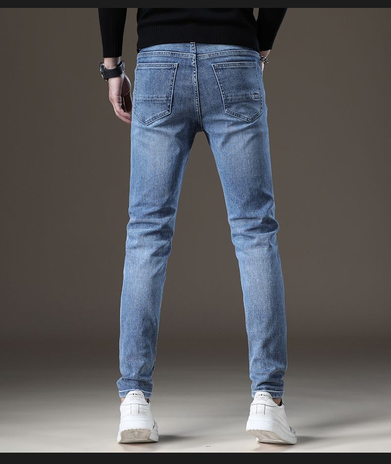 Autumn and winter thickened and fleece jeans for men, autumn straight-leg, fashionable and versatile, slim-fitting, petite stretch denim long pants, thick style pic 29