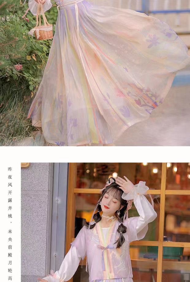 Chinese trend Hanfu women Tang 褙子 round-neck short shirt pleated skirt original waist-length Chinese style daily adult ancient costume spring and autumn complete set pic 9