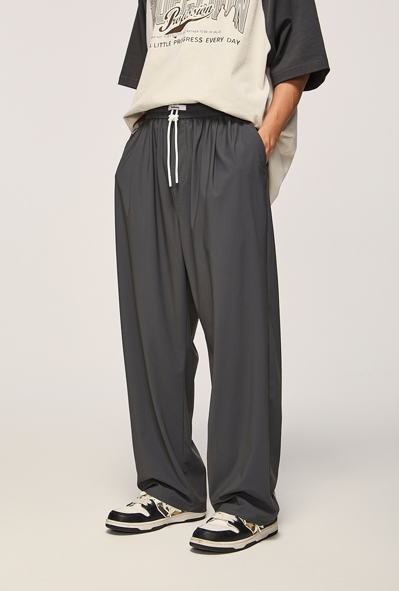 捷展男装|街头格纹速干空调裤2025春夏新品高弹凉感阔腿裤冰丝裤详情29