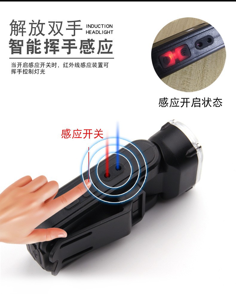 2025跨境新款多功能感应头灯LED红白光夜钓骑行灯夹帽灯钓鱼专用详情18