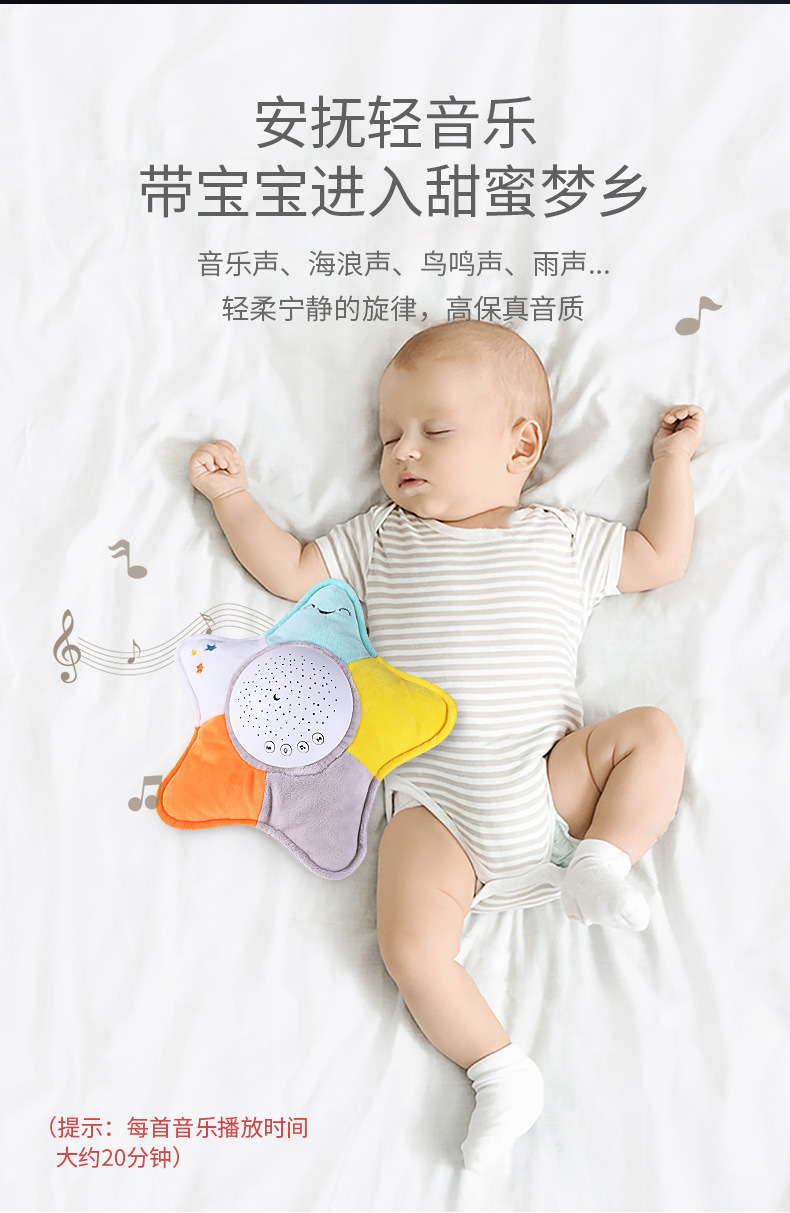 Cross-border Baby 12-key Soothing Projection plush toy Music Starry Sky Lullaby Infant sleep Soothing toy pic 5