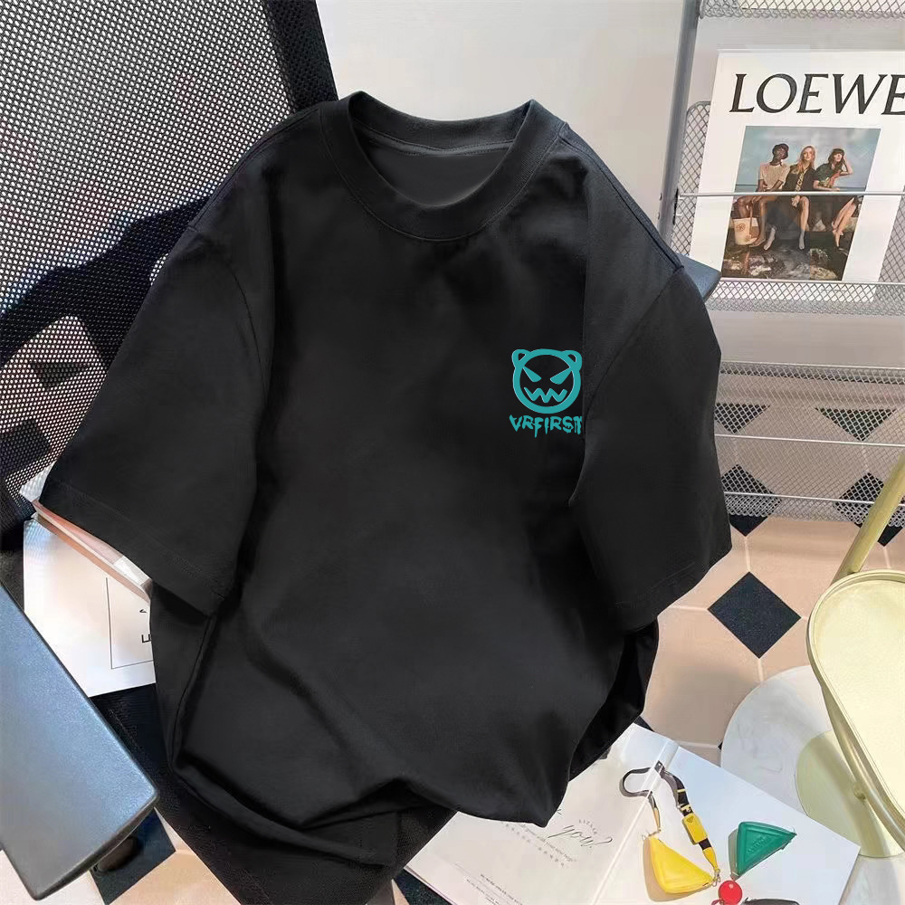 厂家批发复古男士短袖宽松潮流圆领印花五分袖T恤百搭宽松上衣详情12