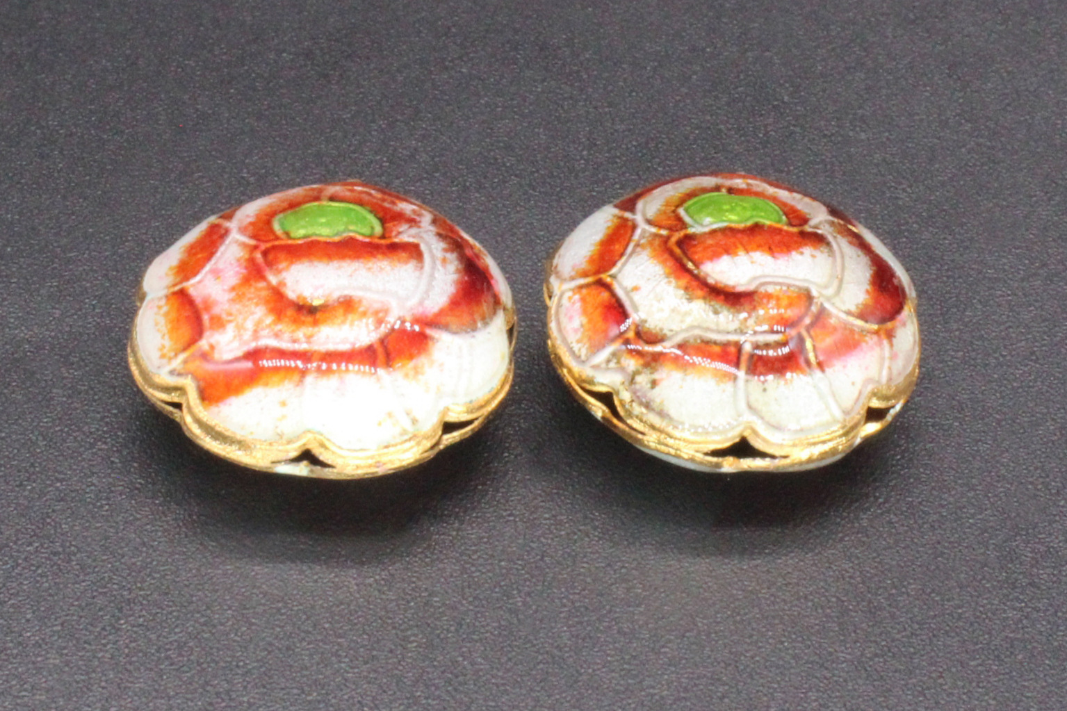 Traditional high-temperature enamel mechanism silver-blue ancient-style jewelry accessory, back cloud partition bead cloisonne 19mm mille-feuille flower pic 10