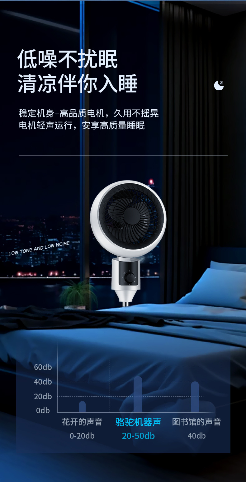 Camel air circulation fan, household electric fan, extendable, silent, student dormitory, office, oscillating small fan pic 10