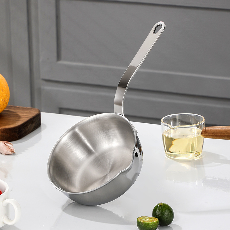 304 stainless steel oil-pouring pan, household small frying pan, hot oil small pan, flat pan, deflector, thickened for kitchen egg frying pic 3