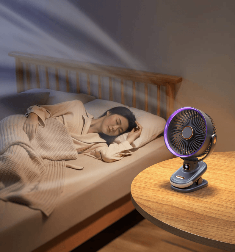 Cross-border new clip fan, night light lighting, mini charging, air circulation, brushless motor, wall-mounted desktop fan pic 4