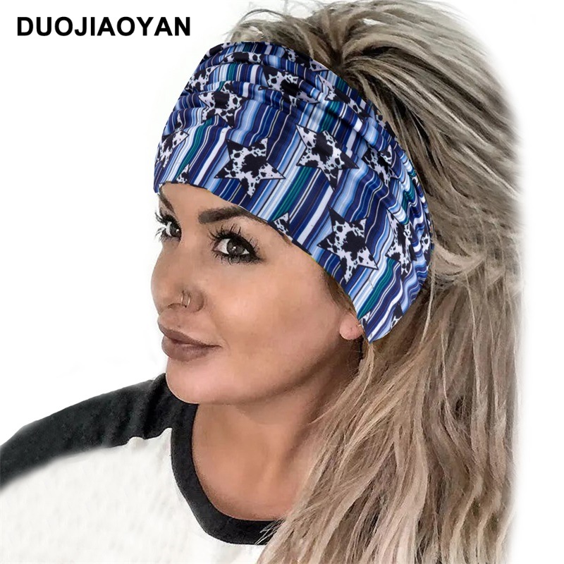 Wholesale of a variety of charming new sporty hair bands, edge knotted hair ties, colorful striped star headscarves, headbands and hair accessories pic 10