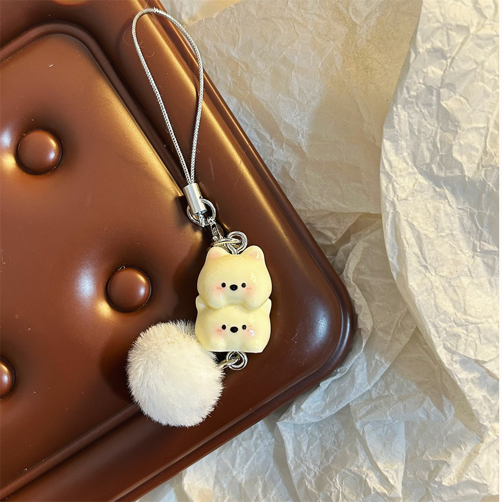 卡通甜美西高地毛球手机链少女心原创小狗钥匙扣学生书包挂饰配饰详情16