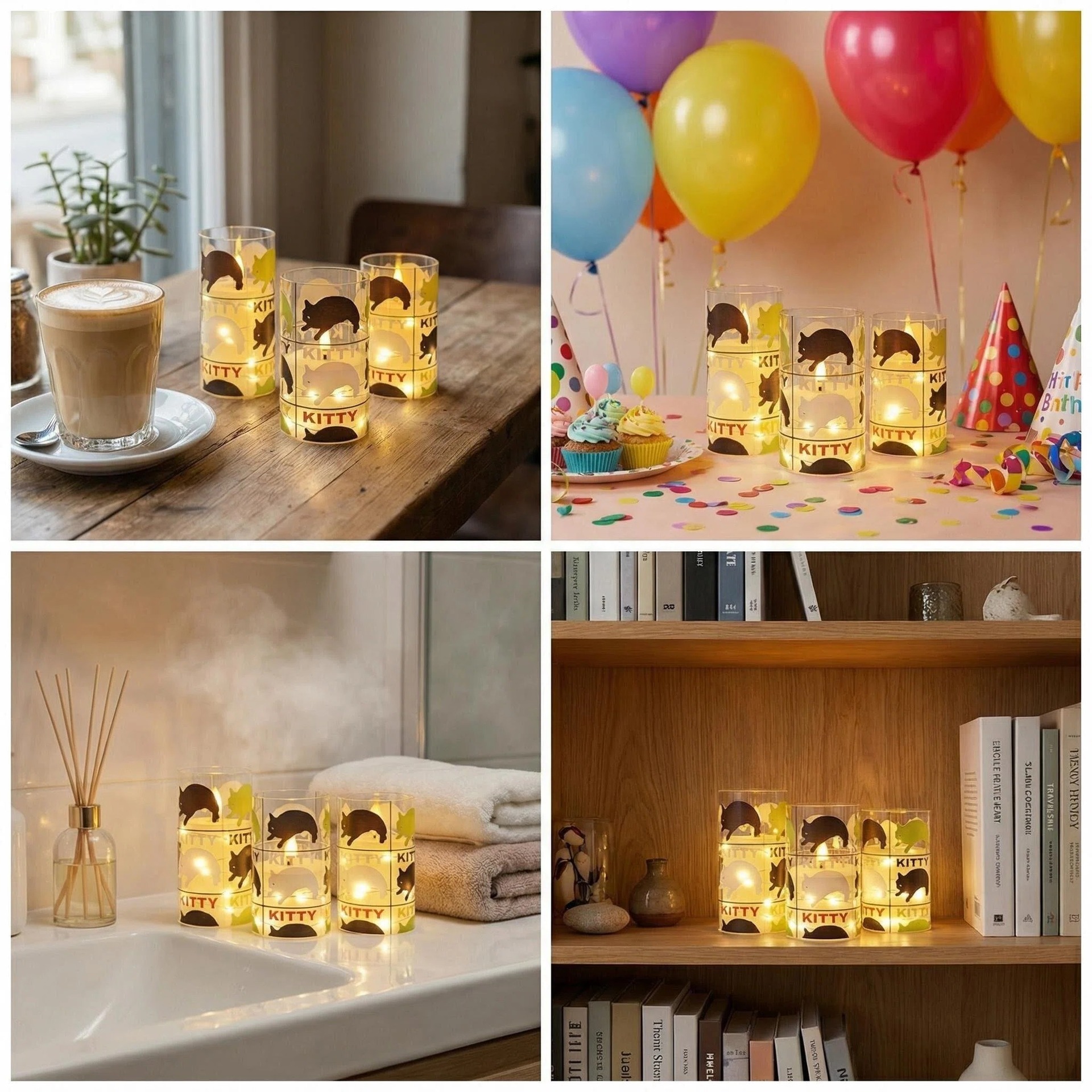 Uv-printed new three-color cat replaceable pattern luminous decorative candle 7.5 electronic candle factory direct sales pic 7