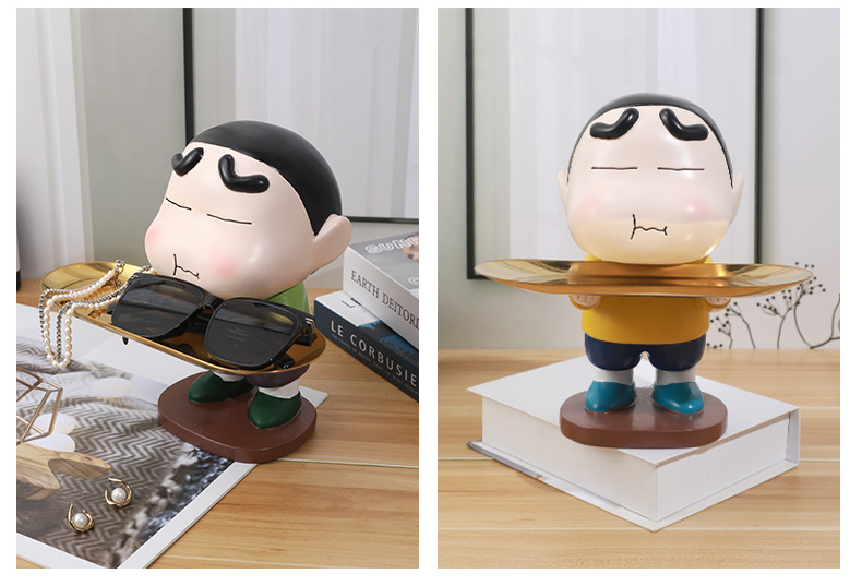 网红高颜值蜡笔小新托盘收纳摆件客厅玄关办家居装饰品糖果盘子详情12