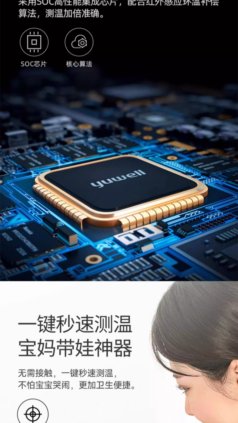 鱼跃(YUWELL)电子体温计YHW-2温度计家用智能红外线额温枪耳温枪详情4