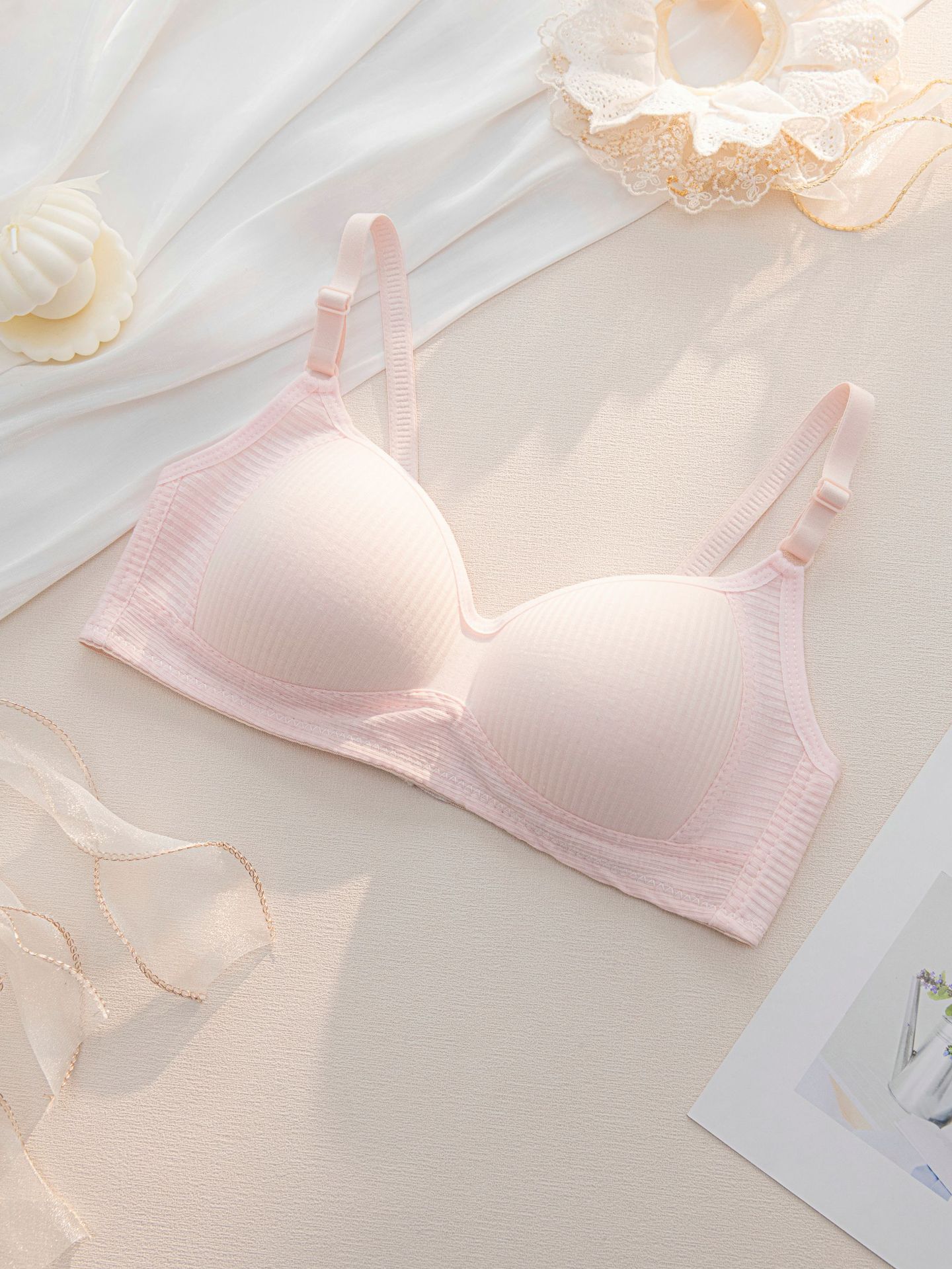 High school adjustable underwear, junior high school student no-wire small chest gathering bra, thin bra for student development girls pic 15