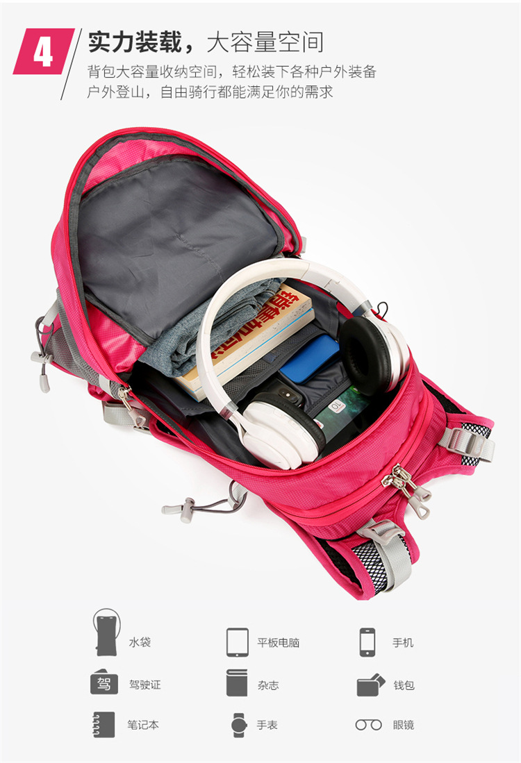 Wholesale of large-capacity portable water-resistant backpacks for outdoor travel and cycling, suspended frame travel and mountaineering bags pic 10