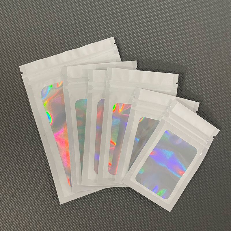 In-stock color window laser self-sealing bags, jewelry packaging bags, phone cases, plastic bags, food sealing bags with fixed logos pic 9