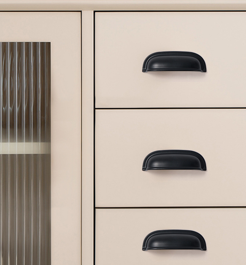 Wholesale of shell handles, American-style antique cabinet drawers, semi-circular handles, European light luxury copper brushed bright chrome handles pic 6