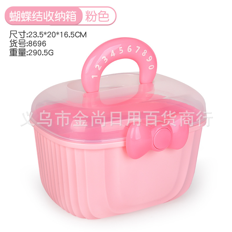跨境便携式大蝴蝶结双层收纳盒儿童卡通发夹首饰带内垫收纳盒详情3