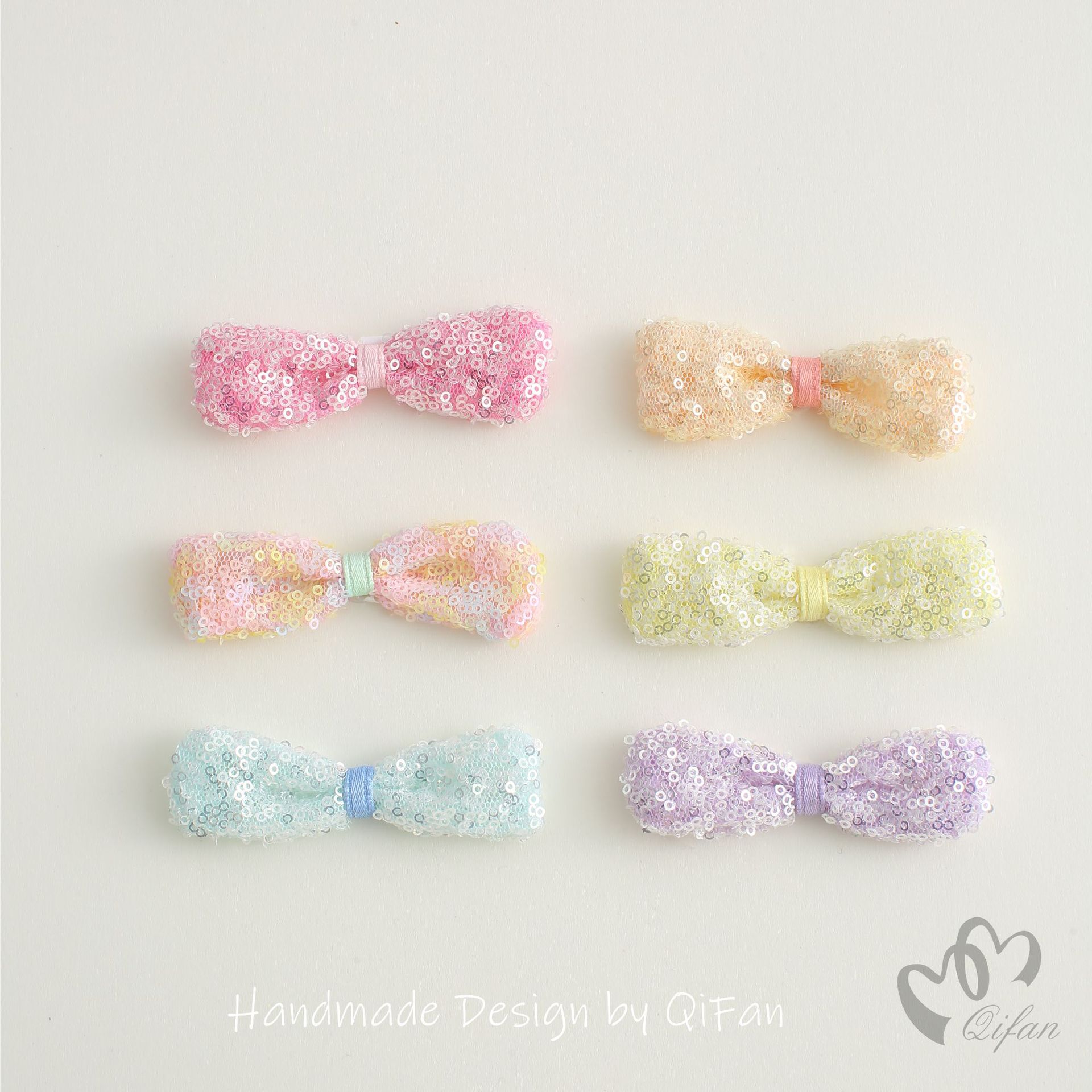 亮片蝴蝶结手工布艺蝴蝶结配件儿童发饰发夹女孩服饰配件详情3