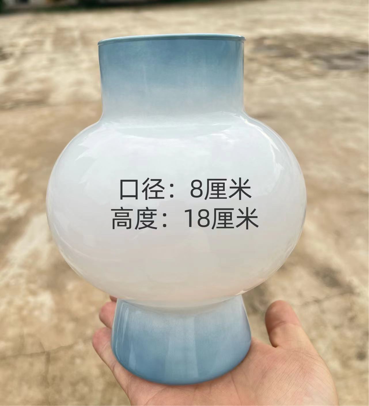 中古芬顿高颜值玻璃花瓶法式ins风奶玉色客厅插花摆件花瓶高级感详情6