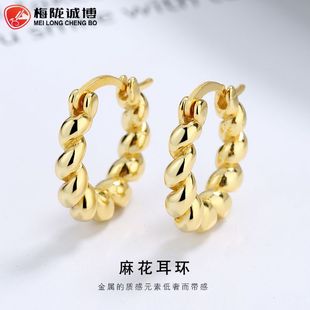 925纯银竹节耳环女韩国简约个性仙圈圈耳扣ins高级感冷淡风耳圈饰详情5